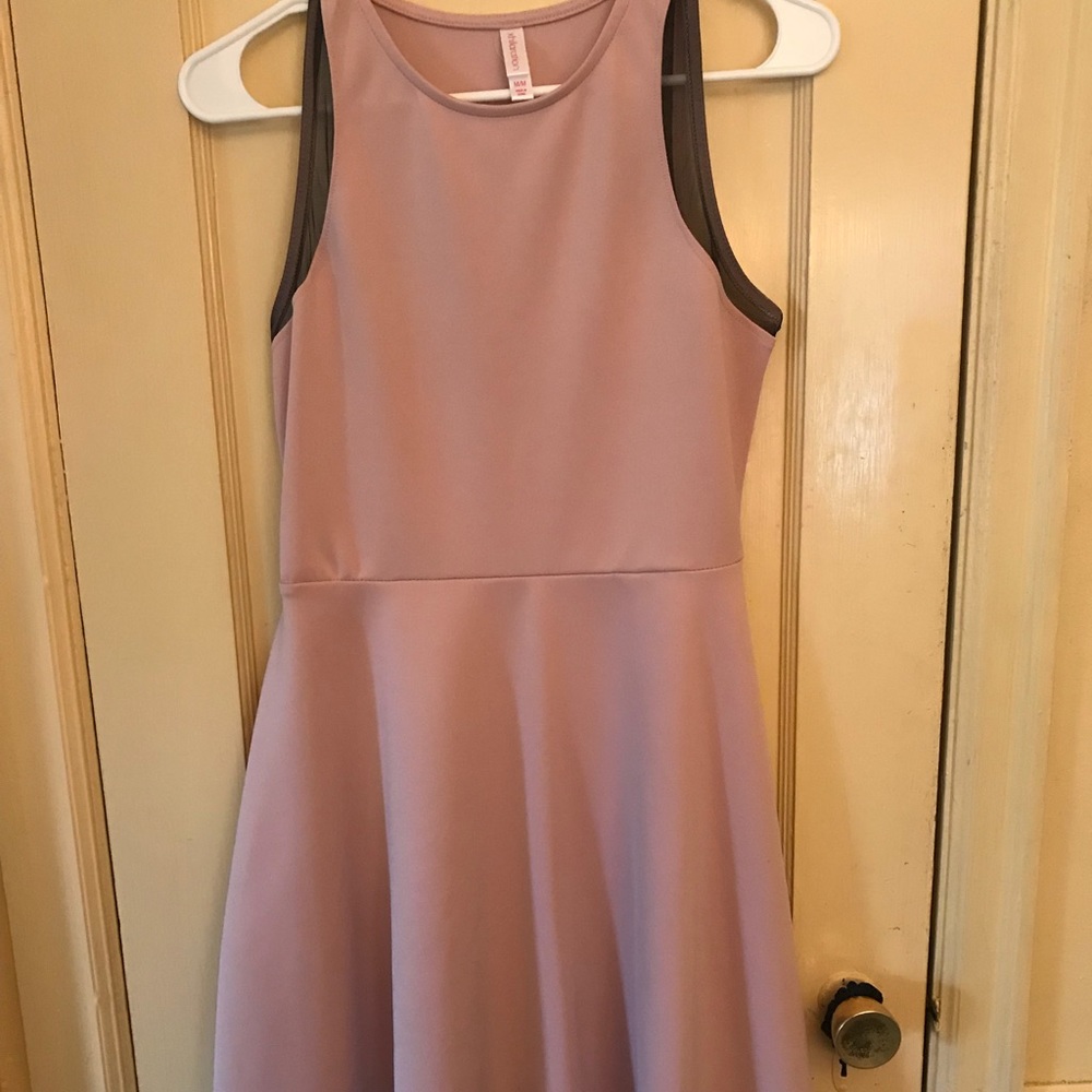 Blush colored a-line dress